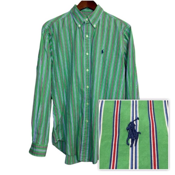 Ralph Lauren Other - Ralph Lauren shirt men’s medium striped green classic button down‎ preppy work
